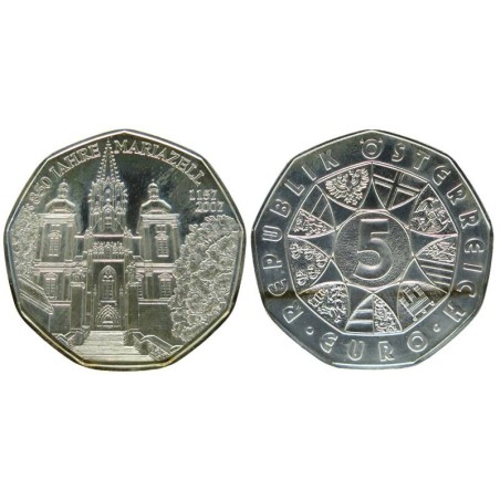 AUTRICHE - 5 euros - 850 ans de la fondation du Sanctuaire Mariazell - 2007 AUTRICHE - 5 euros - 850 ans de la fondation du Sanctuaire Mariazell - 2007