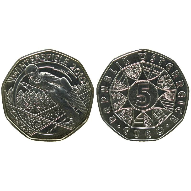 AUTRICHE - 5 euros - Jeux Olympiques d'Hiver Vancouver - Saut à Ski - 2010