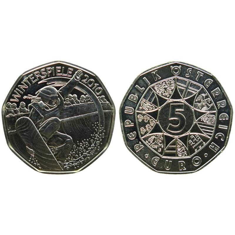 AUTRICHE - 5 euros - Jeux Olympiques d'Hiver Vancouver - Snowboard - 2010