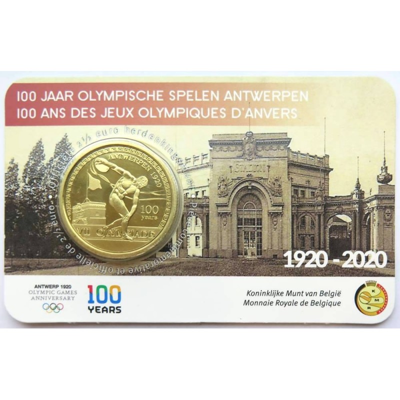 BELGIQUE - Coincard 2,50 euros - 100 ans Jeux Olympiques Anvers - 2020