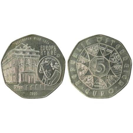 AUTRICHE - 5 euros - L'hymne européen - Ludwig van Beethoven - 2005 AUTRICHE - 5 euros - L'hymne européen - Ludwig van Beethoven - 2005