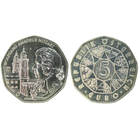 AUTRICHE - 5 euros - 250 ans de la naissance de Wolfgang Amadeus Mozart - 2006 AUTRICHE - 5 euros - 250 ans de la naissance de Wolfgang Amadeus Mozart - 2006